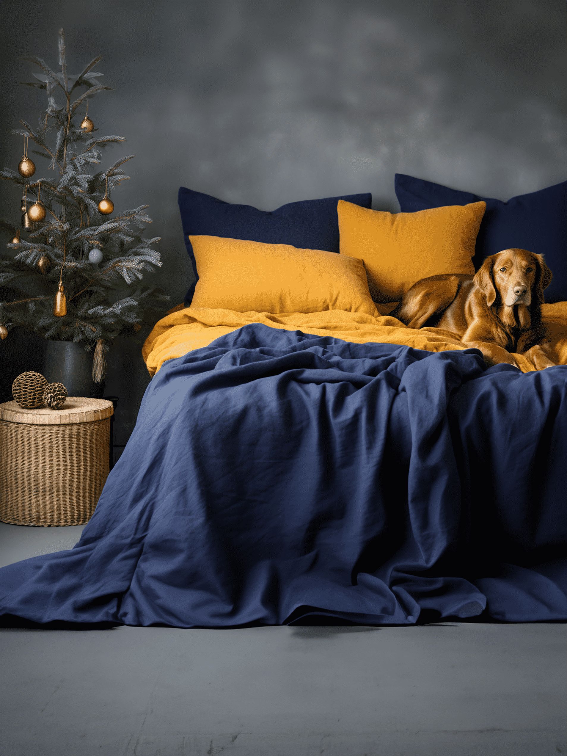 Weihnachts-Indigo-Tagesdecke