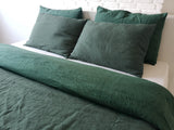 Ready to ship California King pine green Forest green double sided linen duvet cover California King green duvet cover