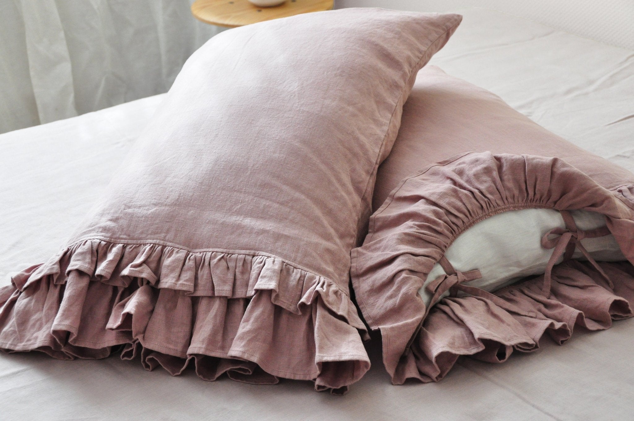 Double ruffle pillow clearance