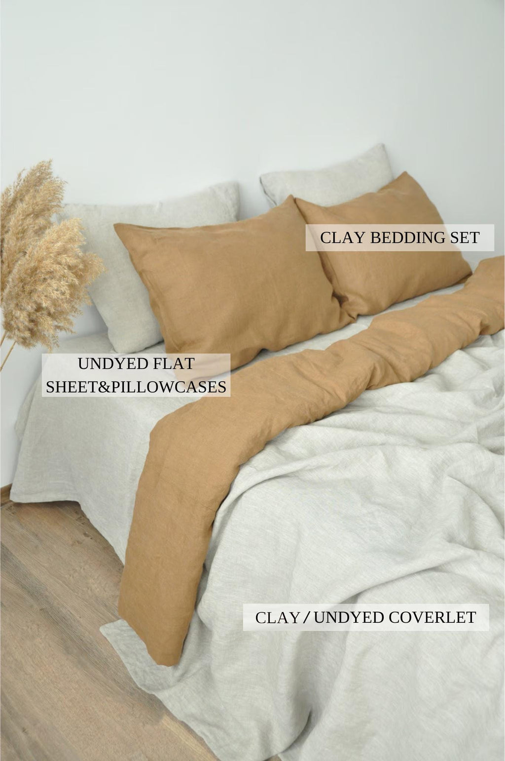READY TO SHIP 1 Clay Undyed linen coverlet with or without filling Softened linen Medium weight Double Queen California King Custom size