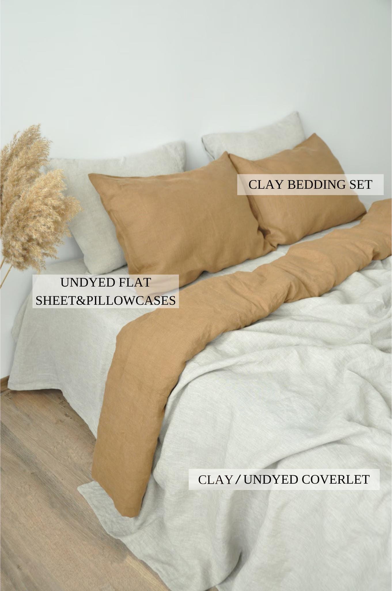READY TO SHIP 1 Clay Undyed linen coverlet with or without filling Softened linen Medium weight Double Queen California King Custom size