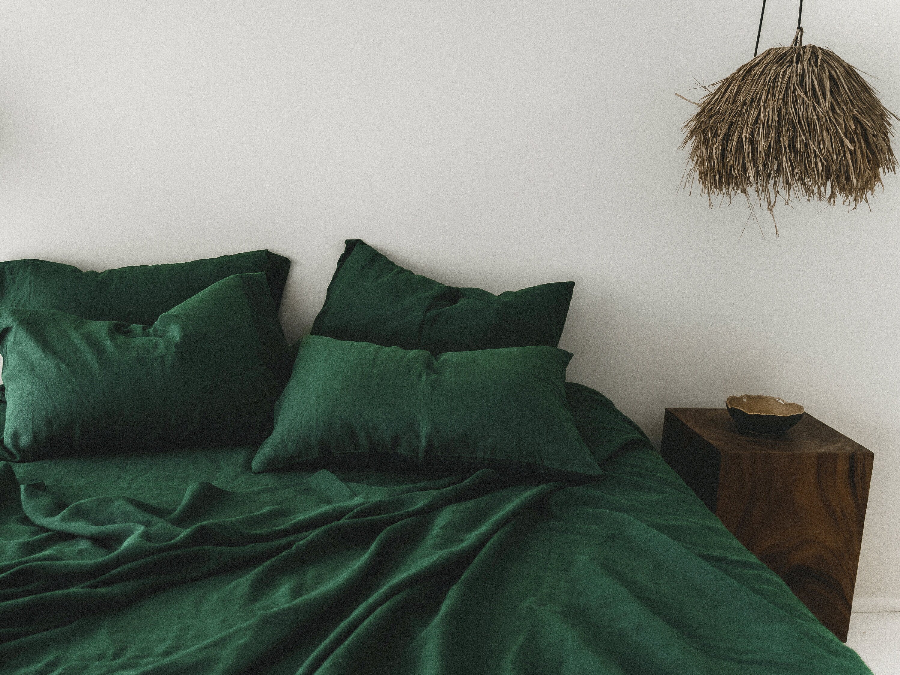 READY TO SHIP Forest green Linen Pillow Cover 1 Emerald green linen pillowcase Standard Queen King Custom size pillow case