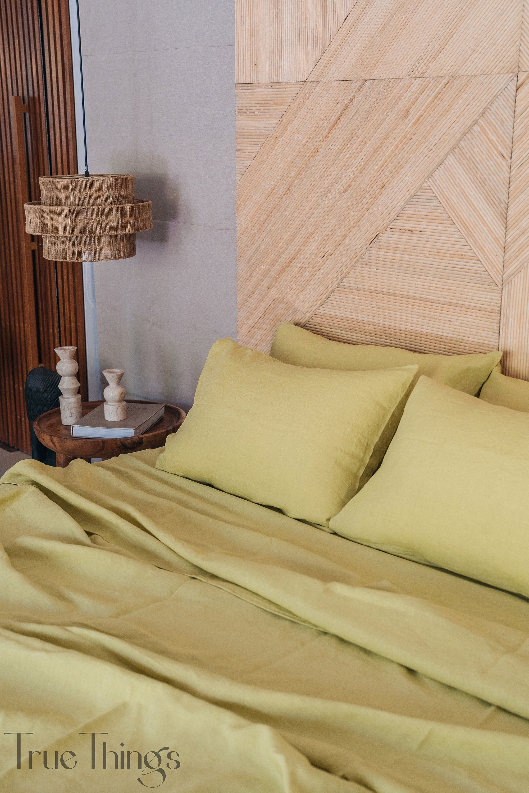 REАDY TO SHIP 1 Chartreuse yellow linen fitted sheet 1 Fitted sheet Softened linen sheet Stonewashed linen Linen bed sheet
