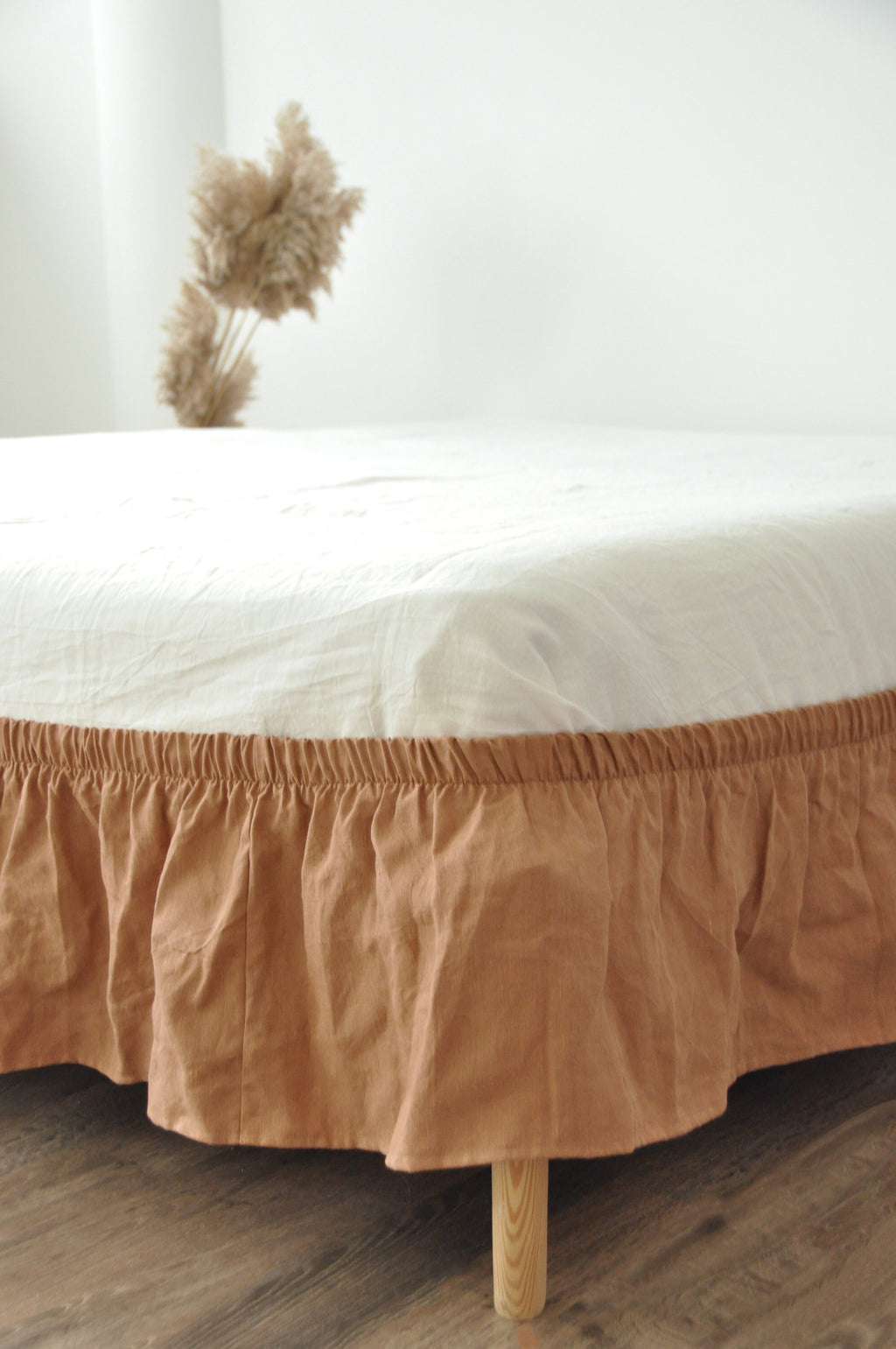 READY TO SHIP Twin clay linen wrap around bed skirt Softened linen bed skirt Stonewashed linen Wedding gift Brown bed skirt