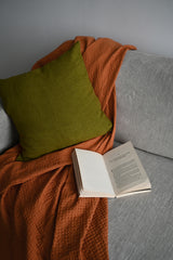 Burnt orange waffle coverlet