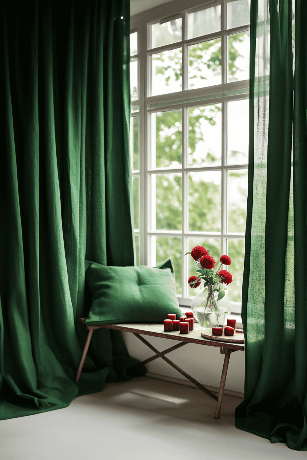 Forest green curtains