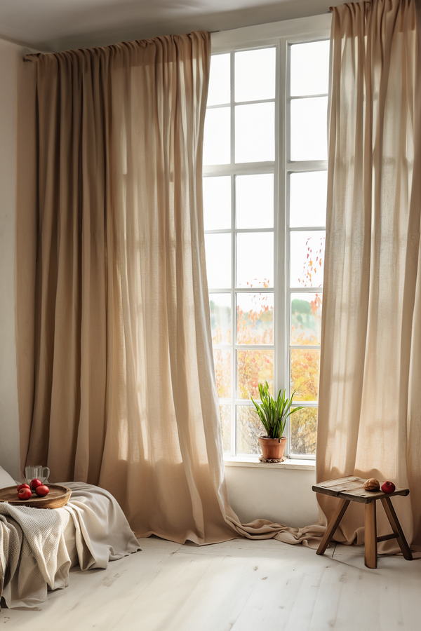 Caramel linen curtains