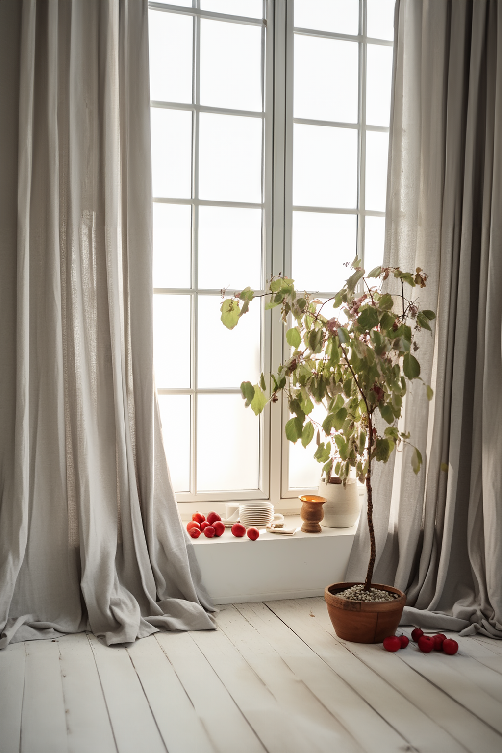 Light gray linen curtains