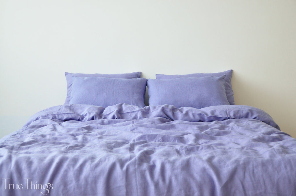 READY TO SHIP Lavender linen pillowcase 2 Gray purple pillow cover King Queen Standard Euro Decorative Custom size Envelope closure
