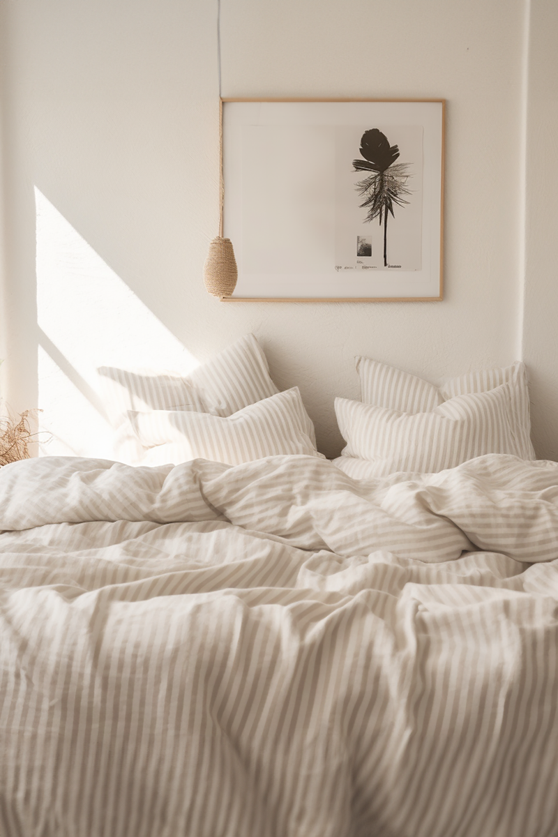 Thin beige stripe pillowcase