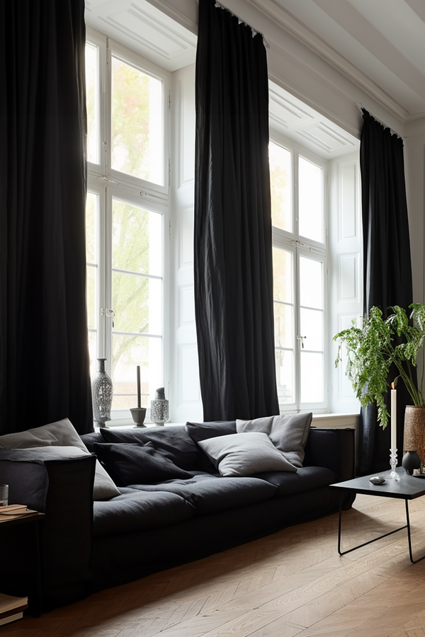 Black linen curtains