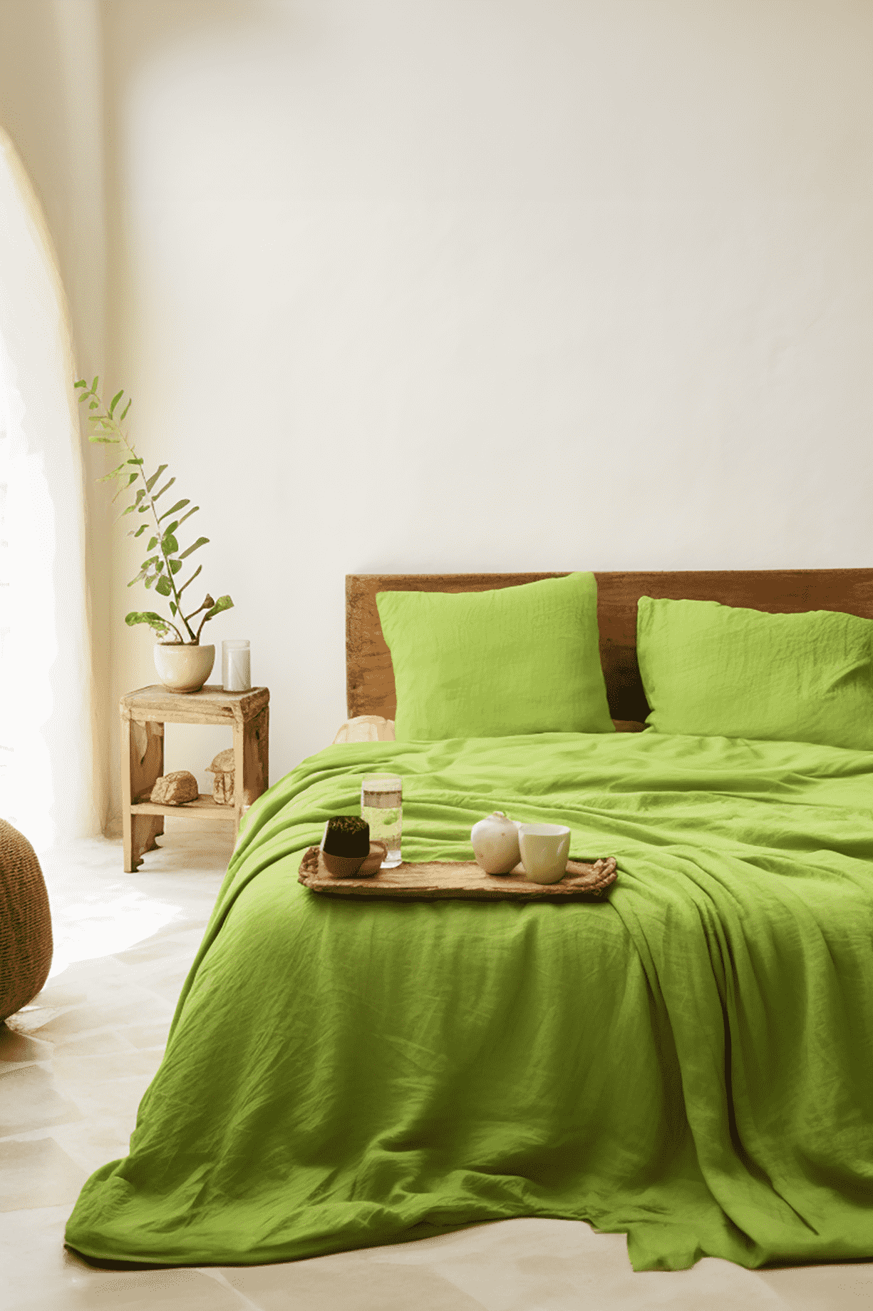 Chartreusegrüne Tagesdecke