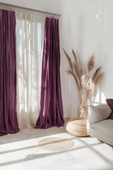 Burgundy linen curtains