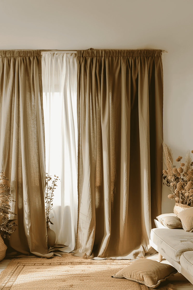 Taupe curtains