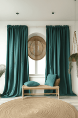 Teal curtains