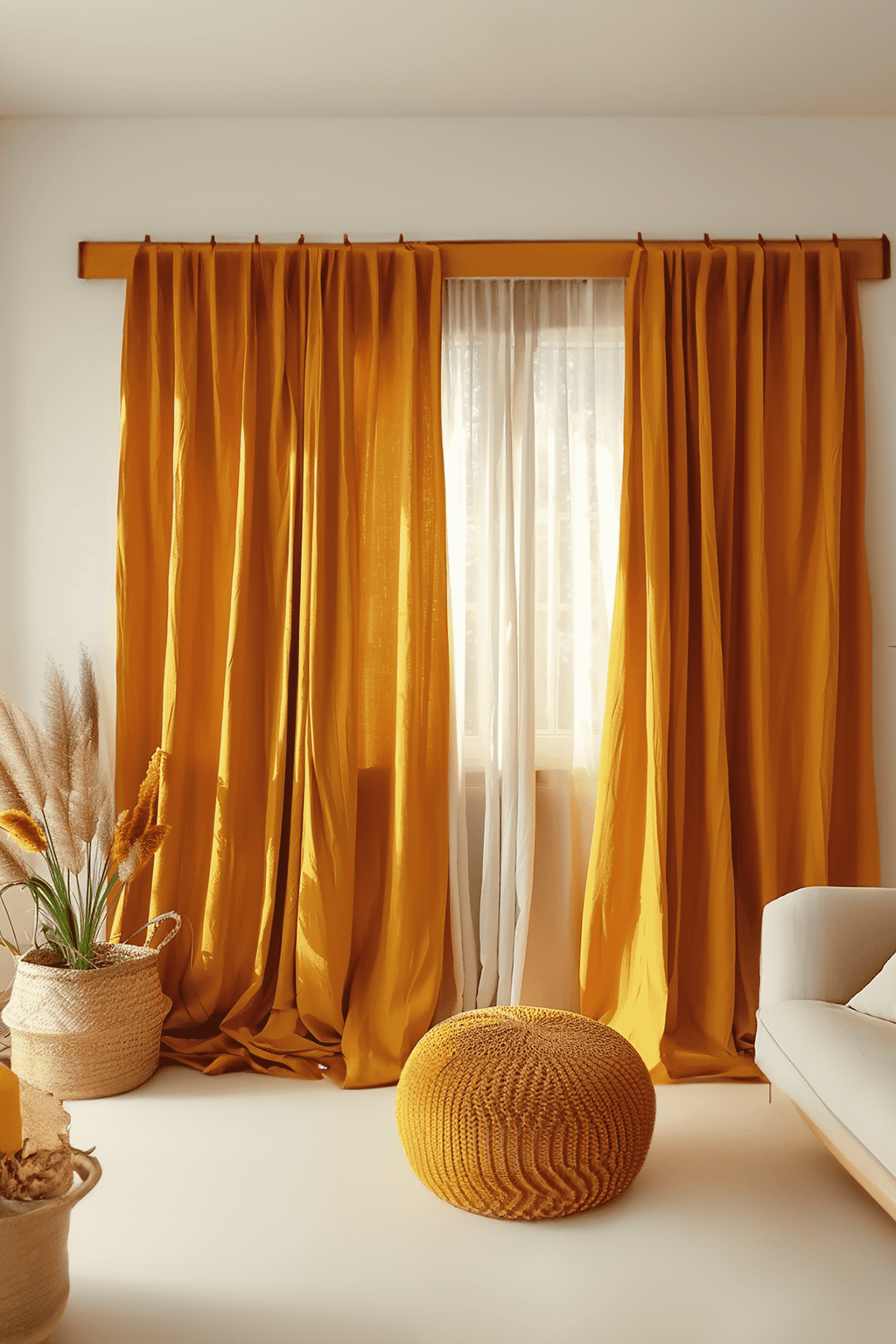 Turmeric linen curtains