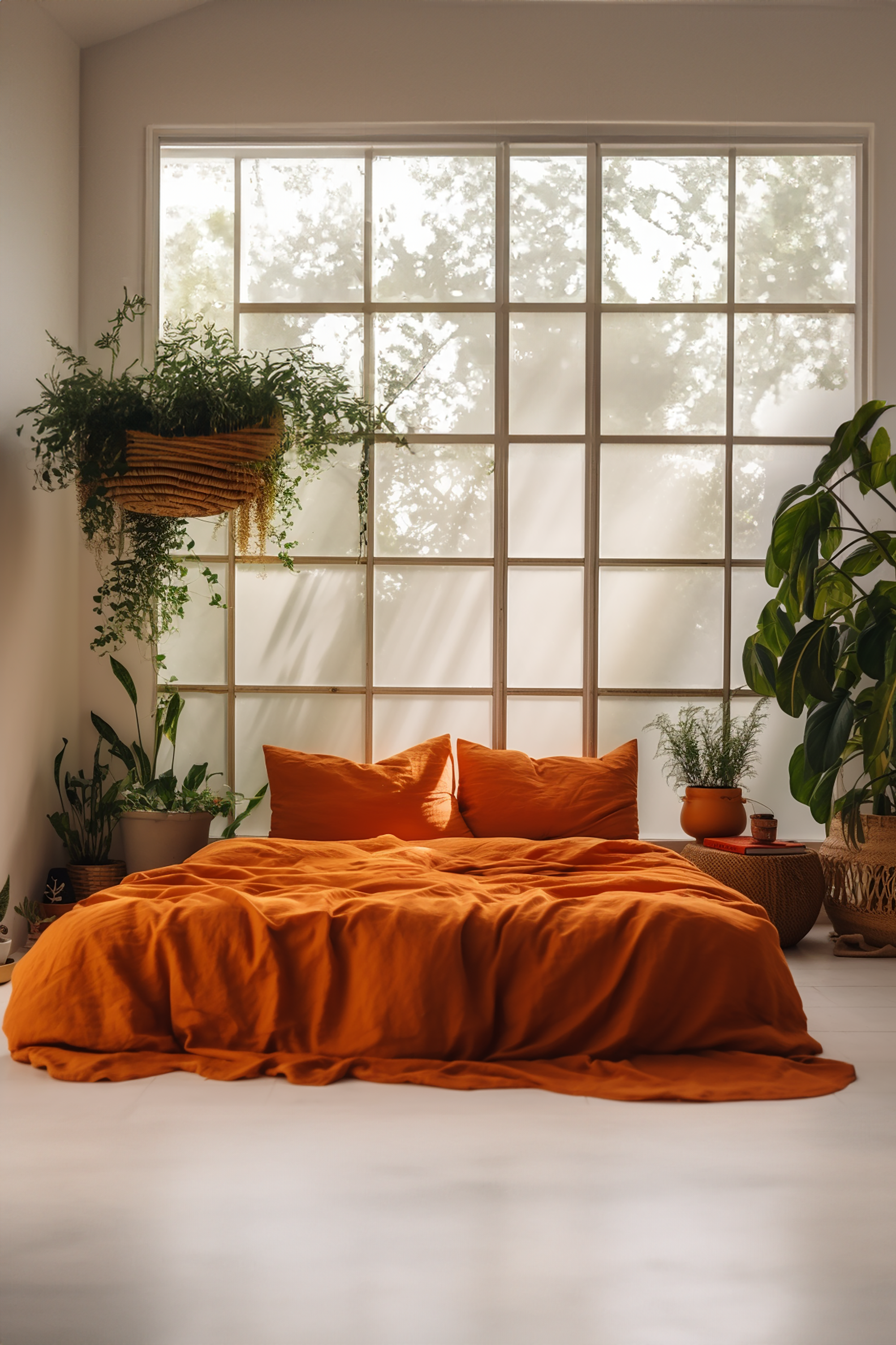 Bettdecke in gebranntem Orange