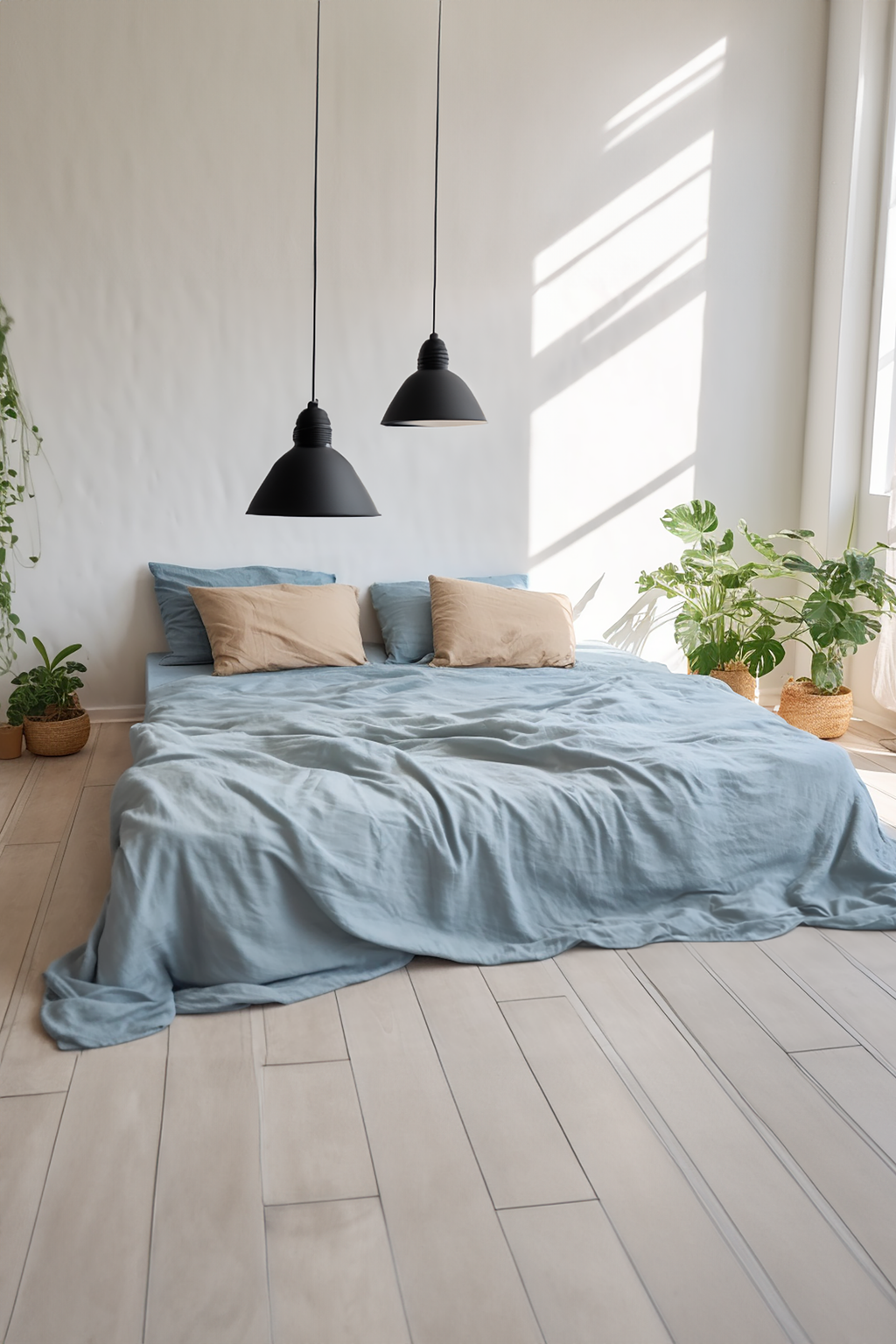 Parure de draps bleu poussiéreux