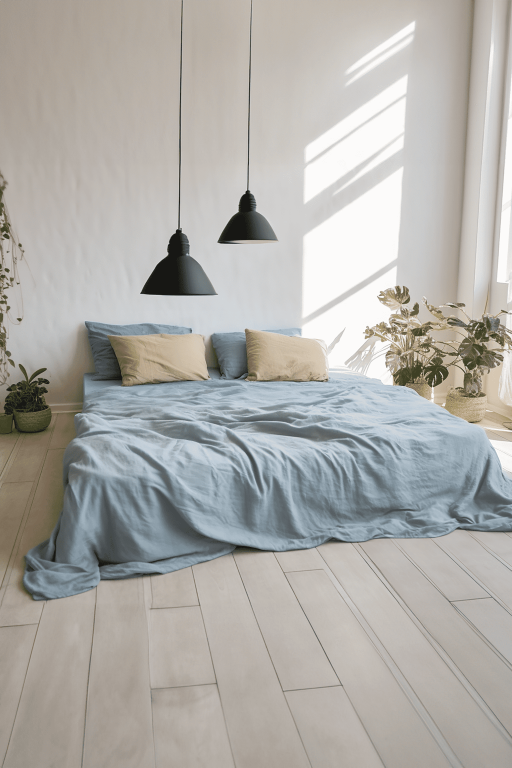 Drap plat bleu poussiéreux