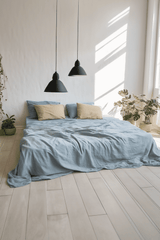 Dusty blue flat sheet