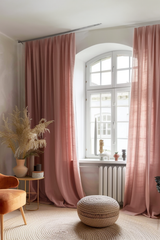Ready to ship from Florida 1 Rose pink regular and blackout linen curtains