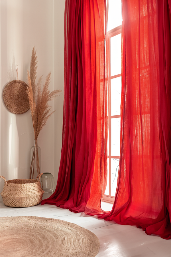 Scarlet red curtains