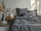 Dark gray melange coverlet