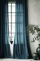 Charcoal teal linen curtains