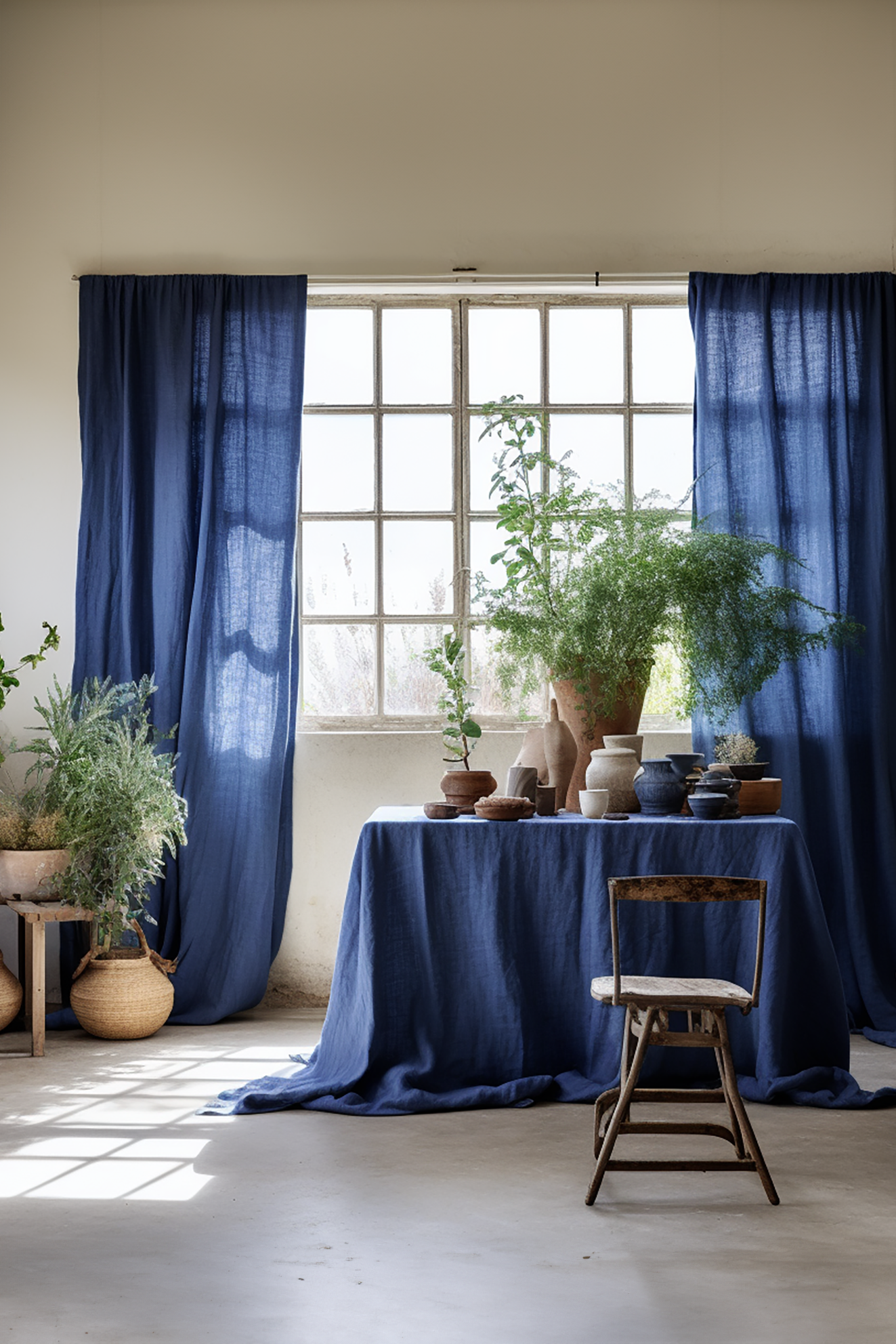 Indigo curtains