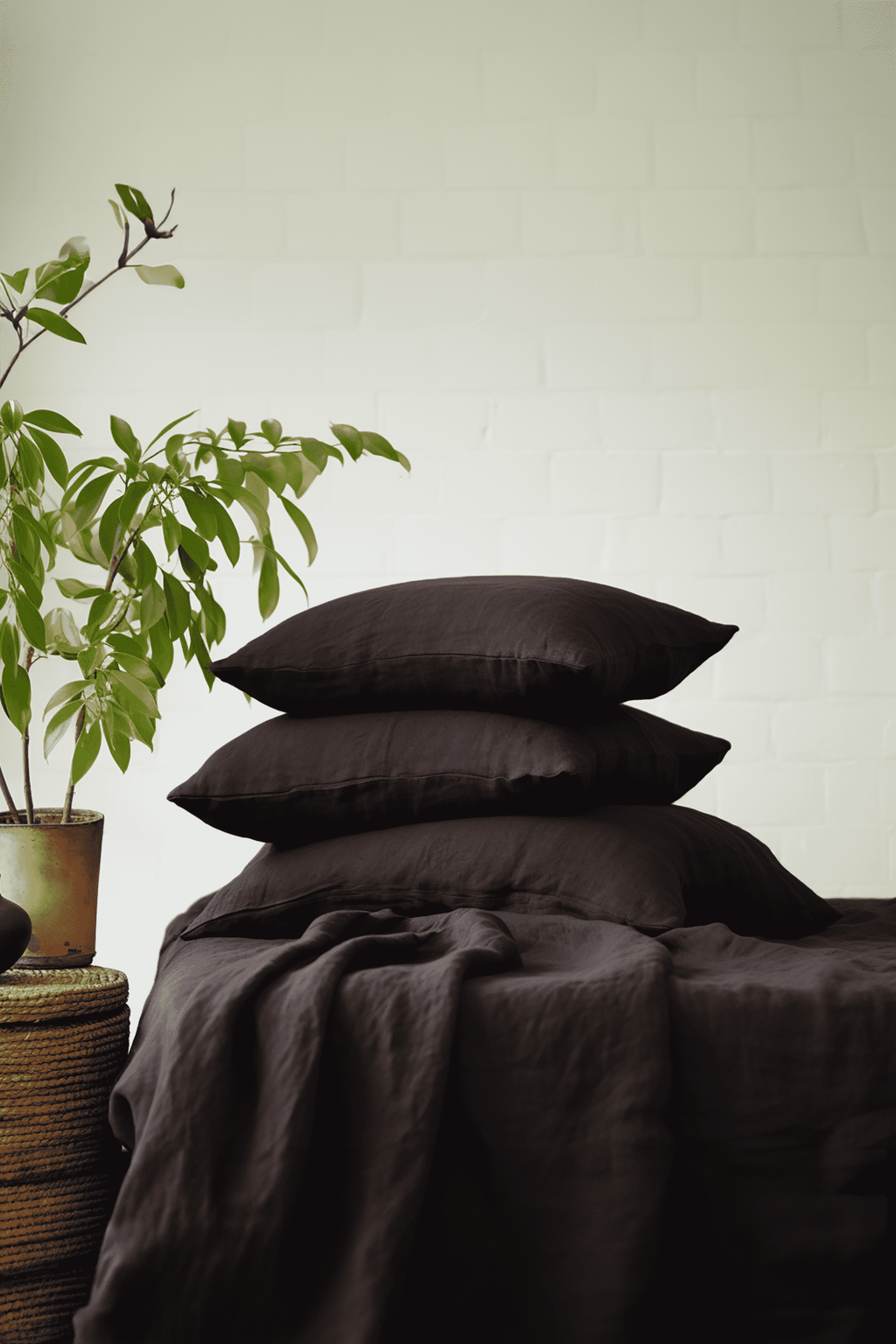 Brown linen pillowcase