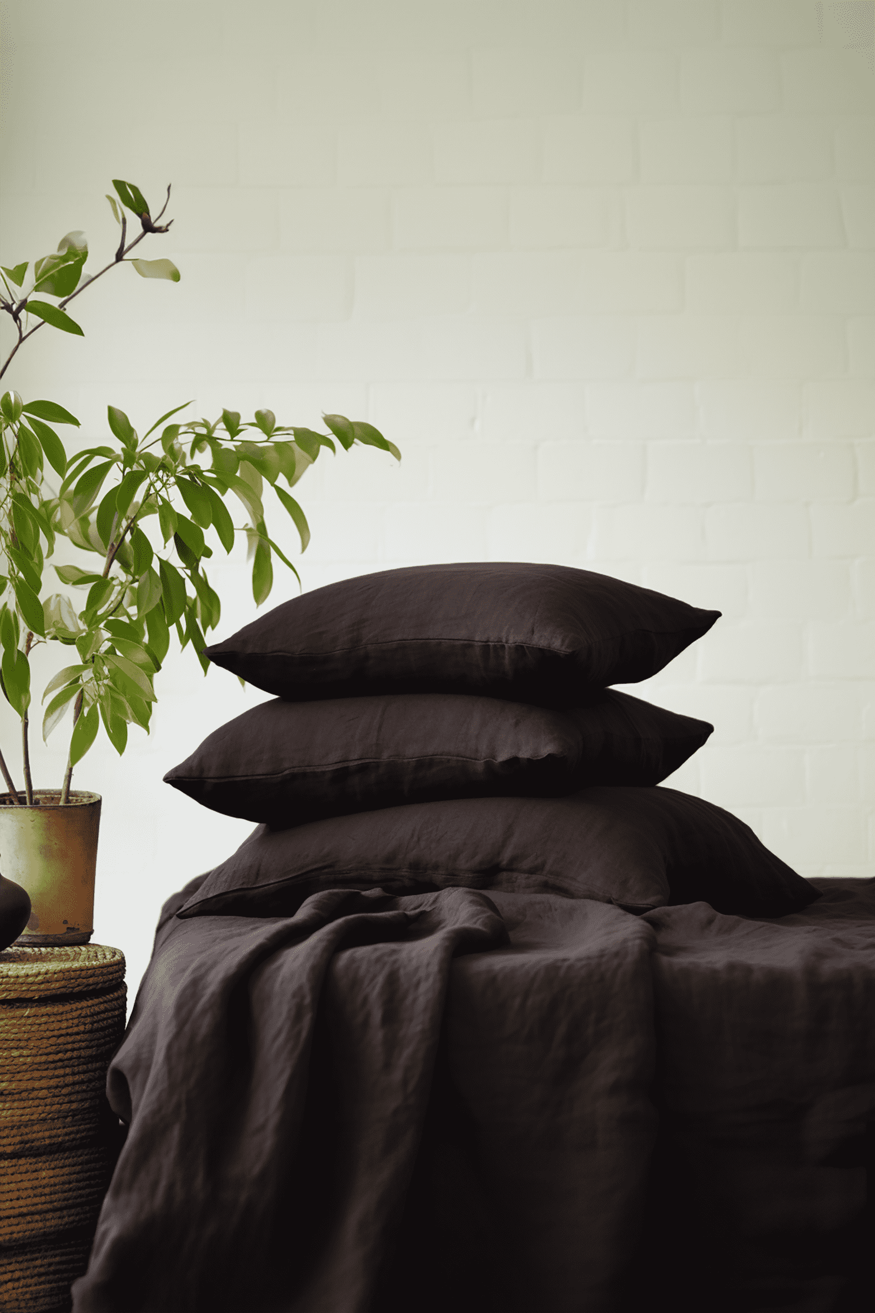 Brown linen pillowcase