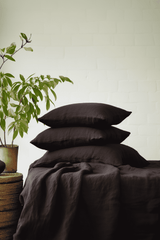 Brown linen pillowcase