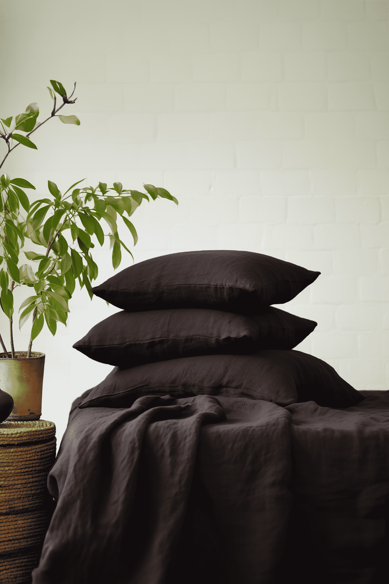 Brown linen pillowcase