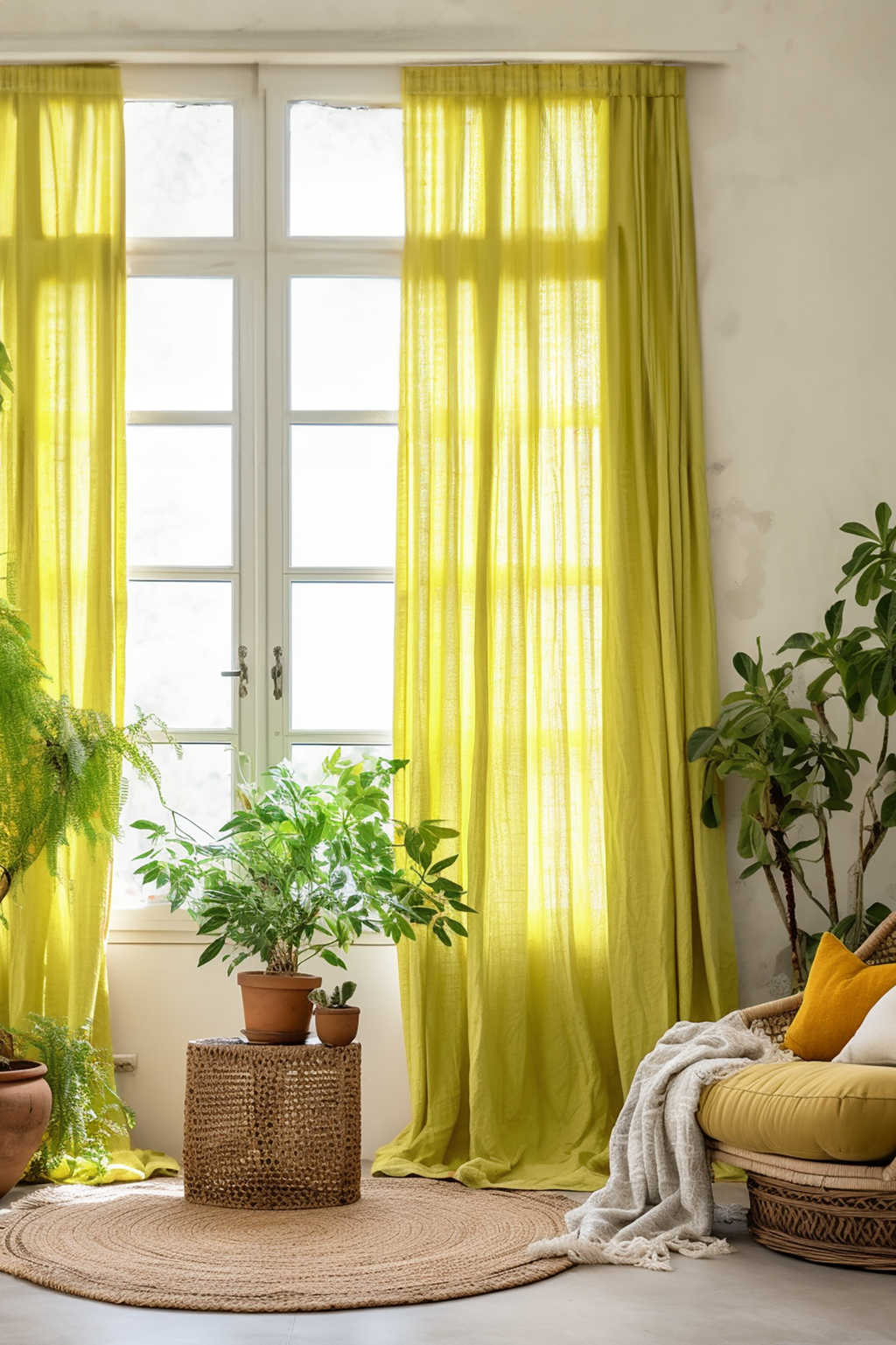 Lemon heavy weight linen curtains