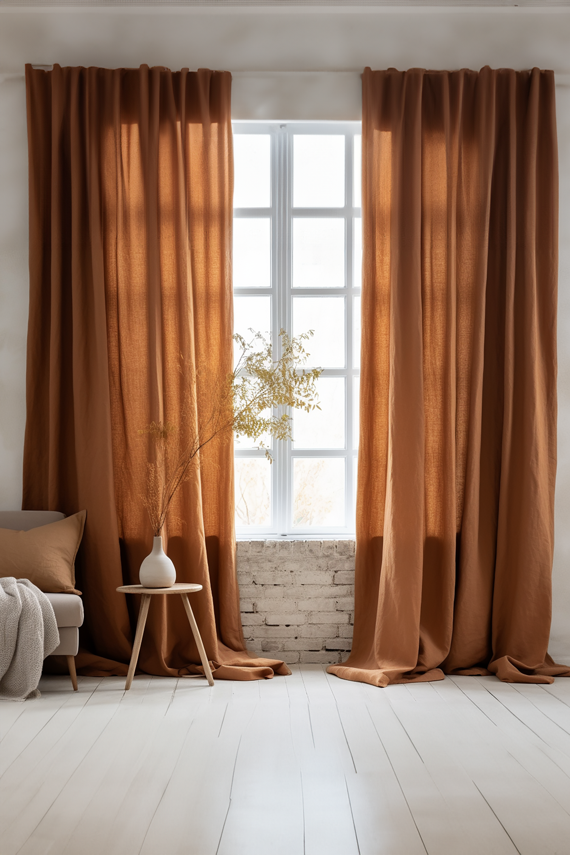 Cinnamon linen curtains