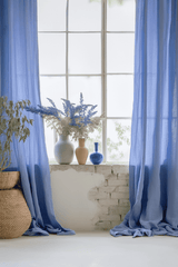 Cornflower blue linen curtains