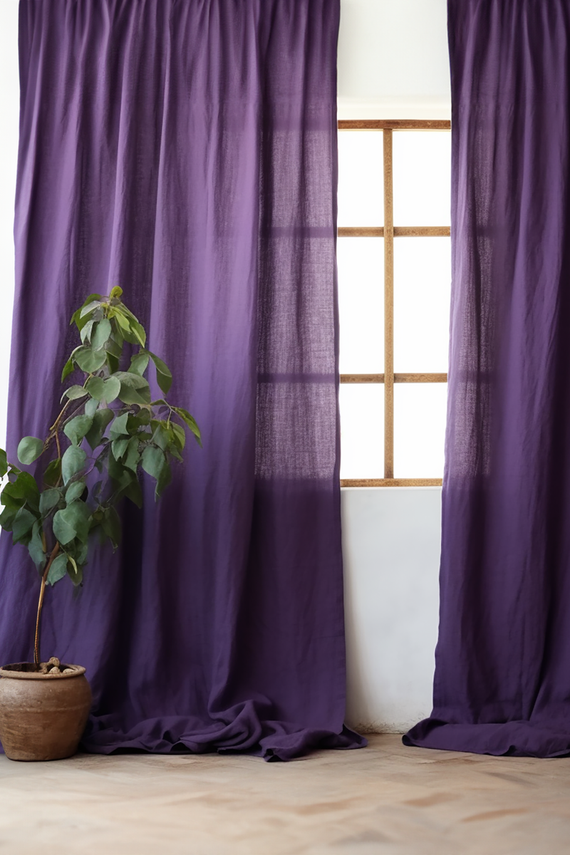 Deep purple linen curtains