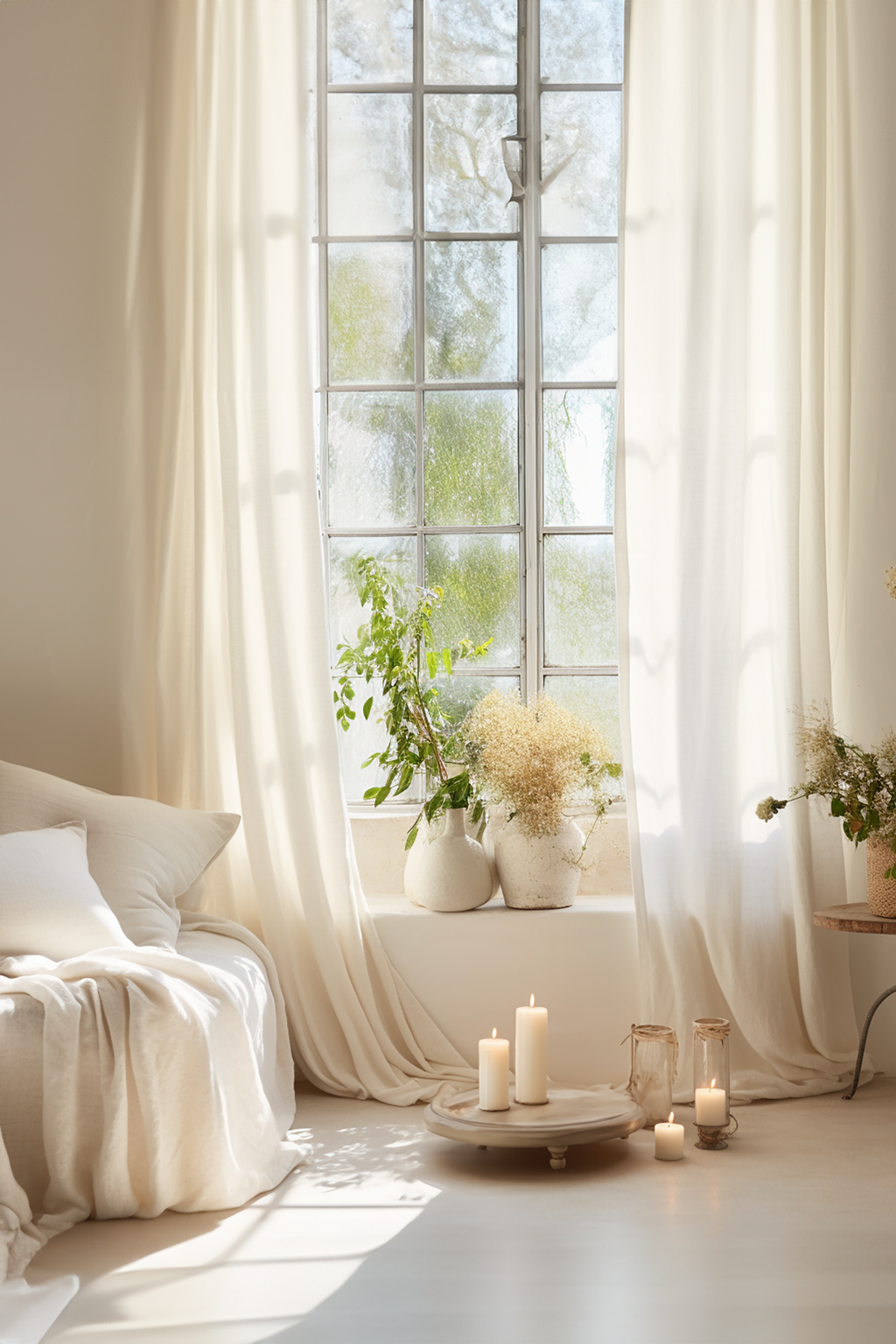 White curtains