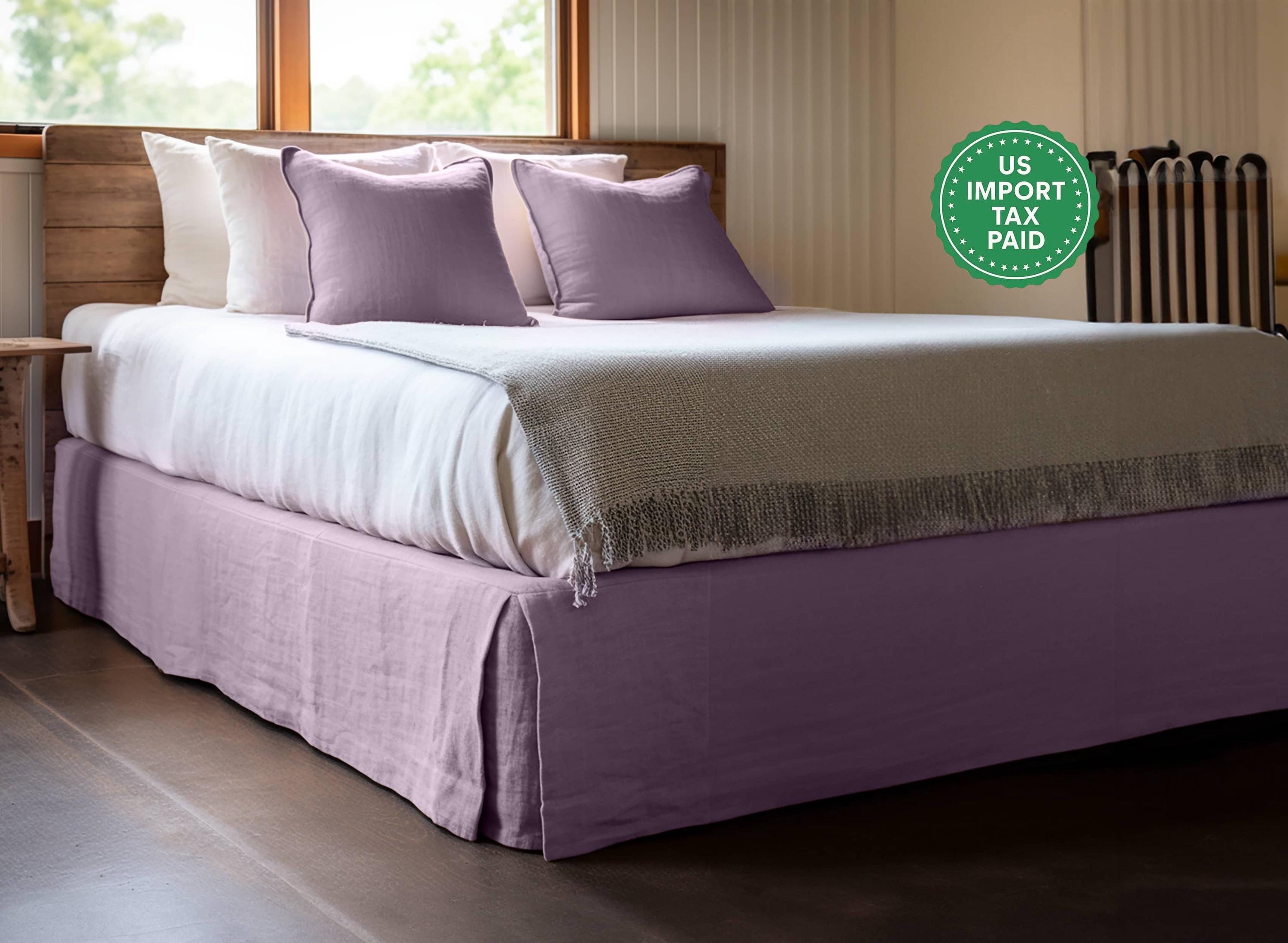 READY TO SHIP Mauve and other colors linen tailored bed skirt Tailored bed skirt Stonewashed linen Wedding gift Queen King Double
