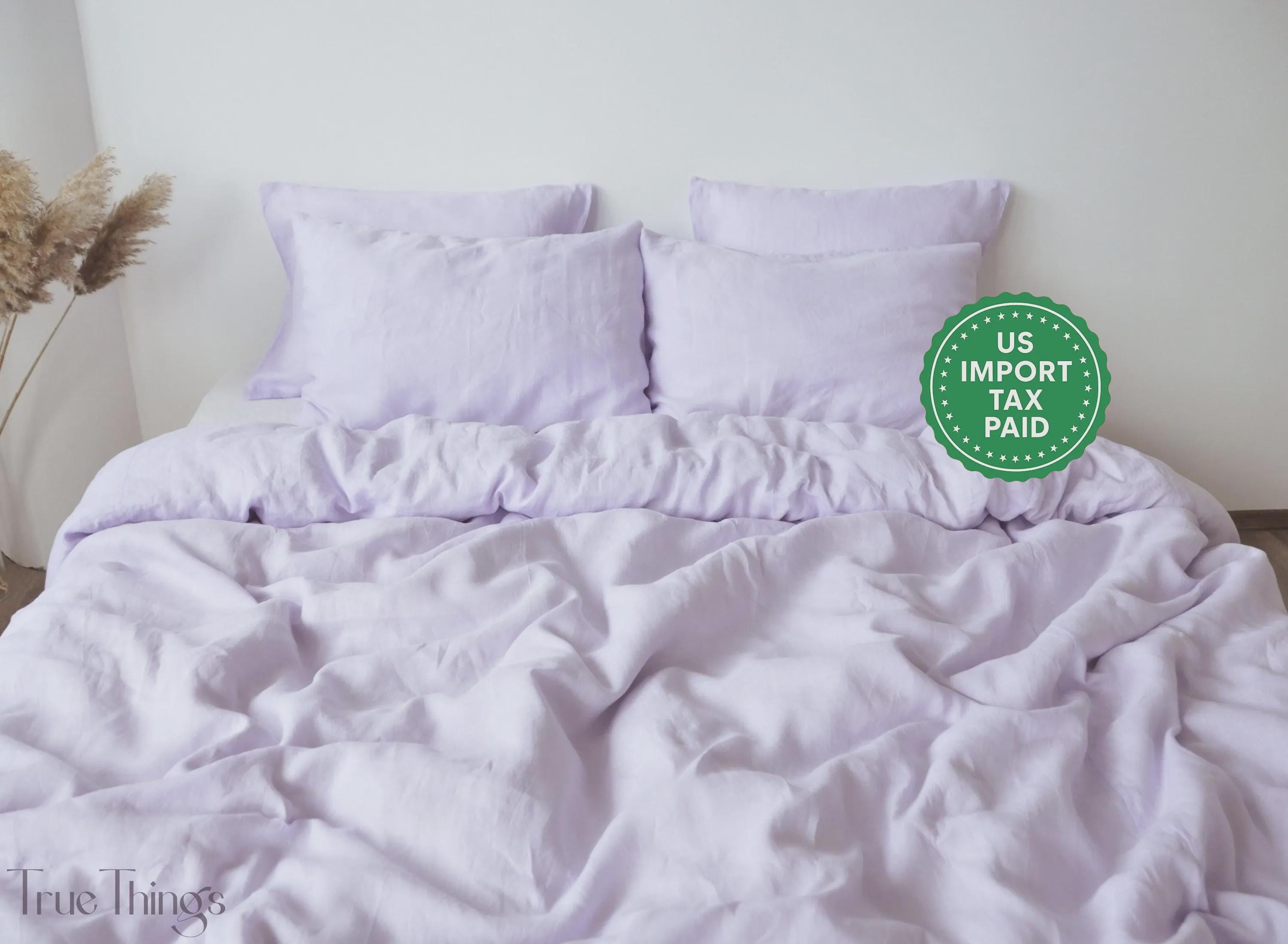 READY TO SHIP Lilac linen pillowcase 1 Linen pillow cover King Queen Standard Euro Decorative Square, Lumbar, Custom size Envelope closure