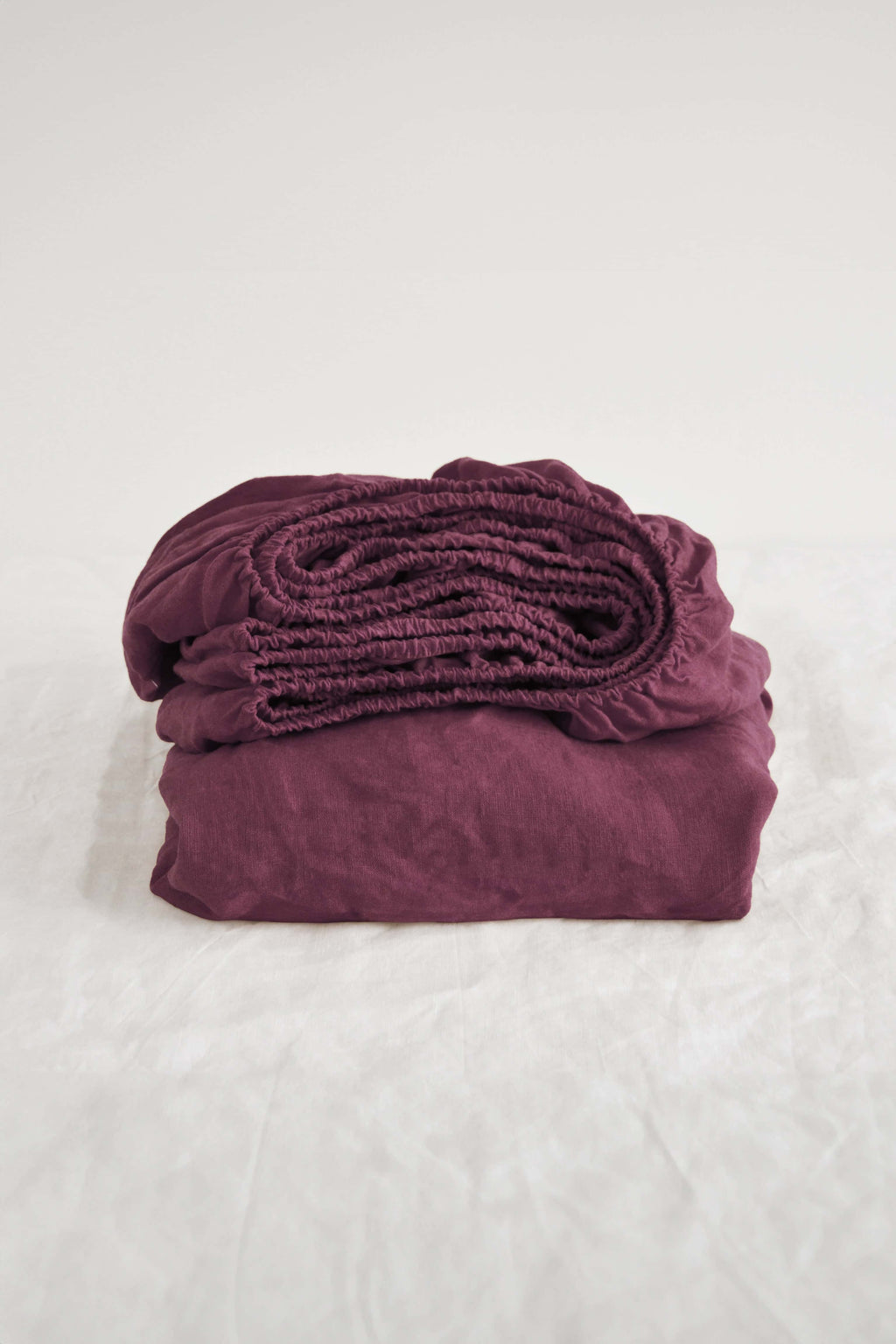 Burgundy linen fitted sheet