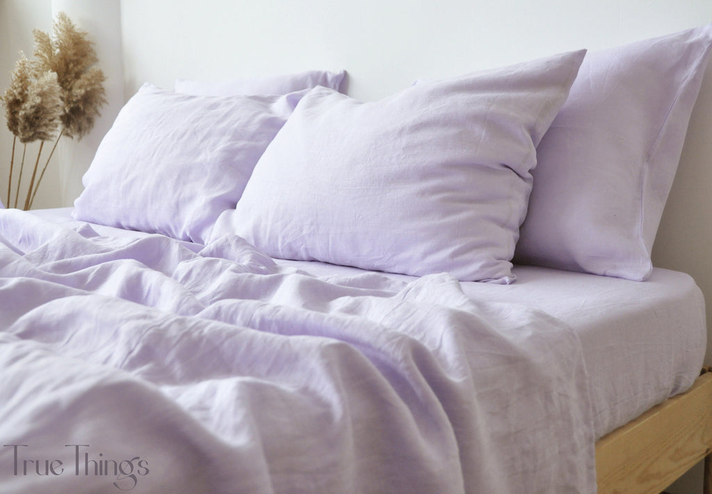 READY TO SHIP Lilac linen fitted sheet 1 Fitted sheet Softened linen sheet Stonewashed linen Linen bedsheet Pink fitted sheet