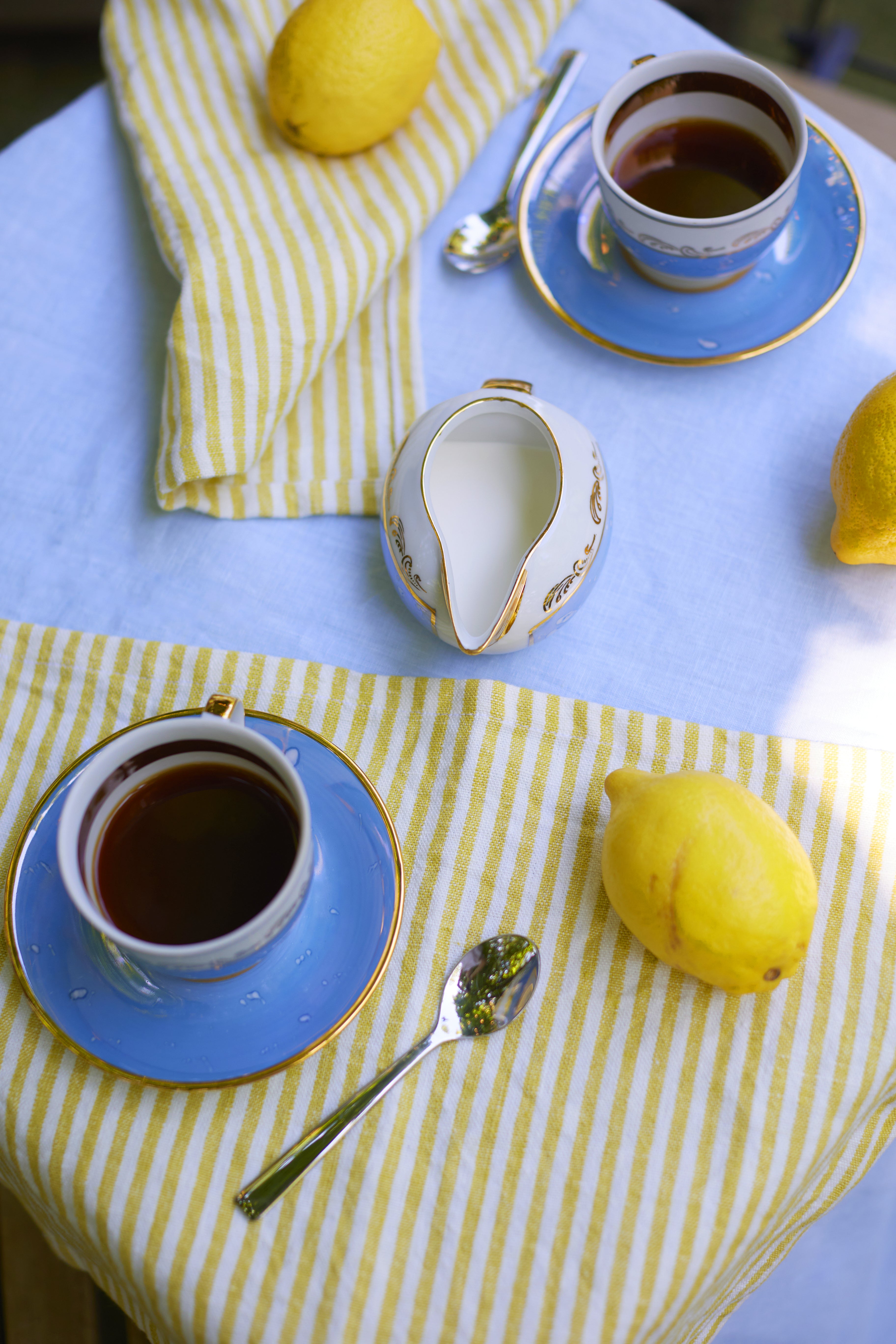 Nappe en lin bleu ciel