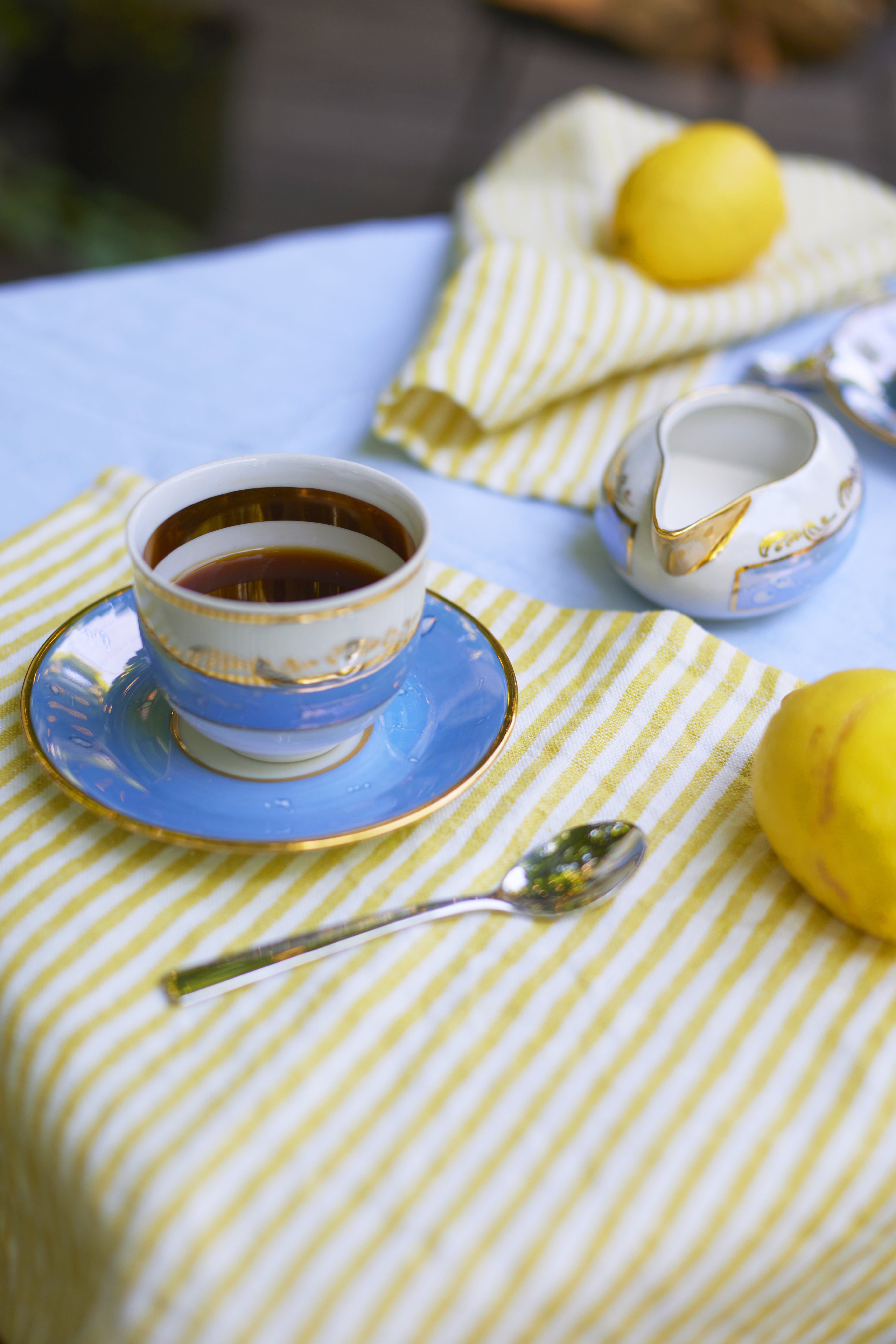 Nappe en lin bleu ciel