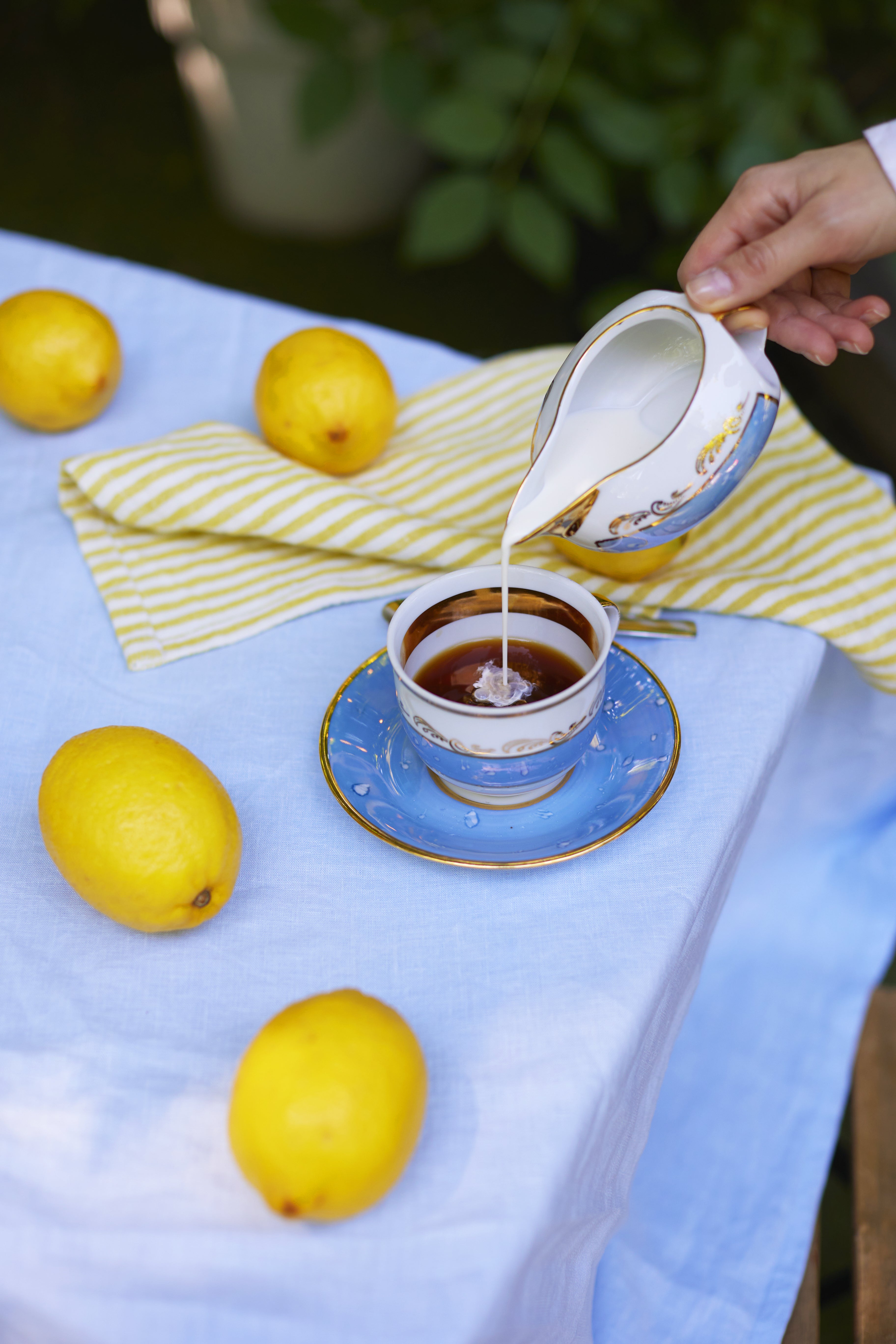 Nappe en lin bleu ciel