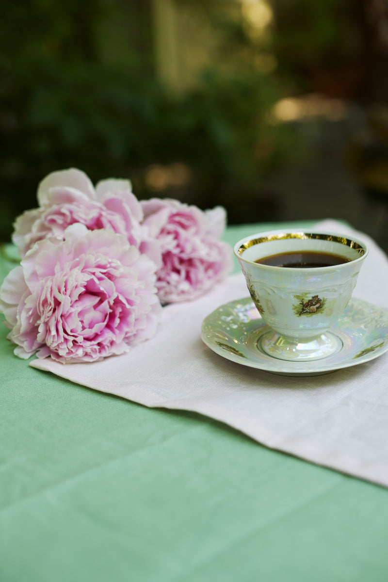 Sage green linen tablecloth