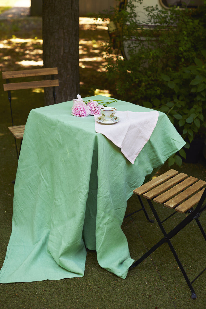 Sage green linen tablecloth