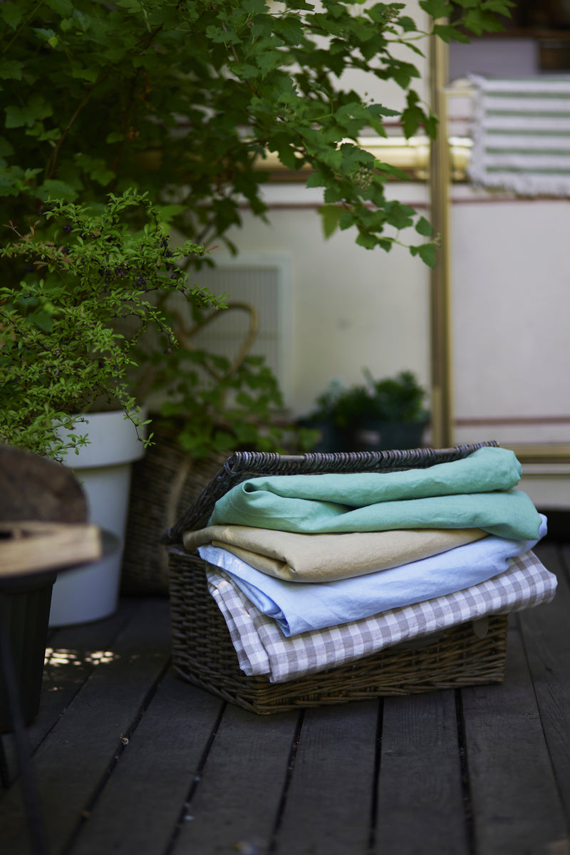 Undyed gingham coverlet