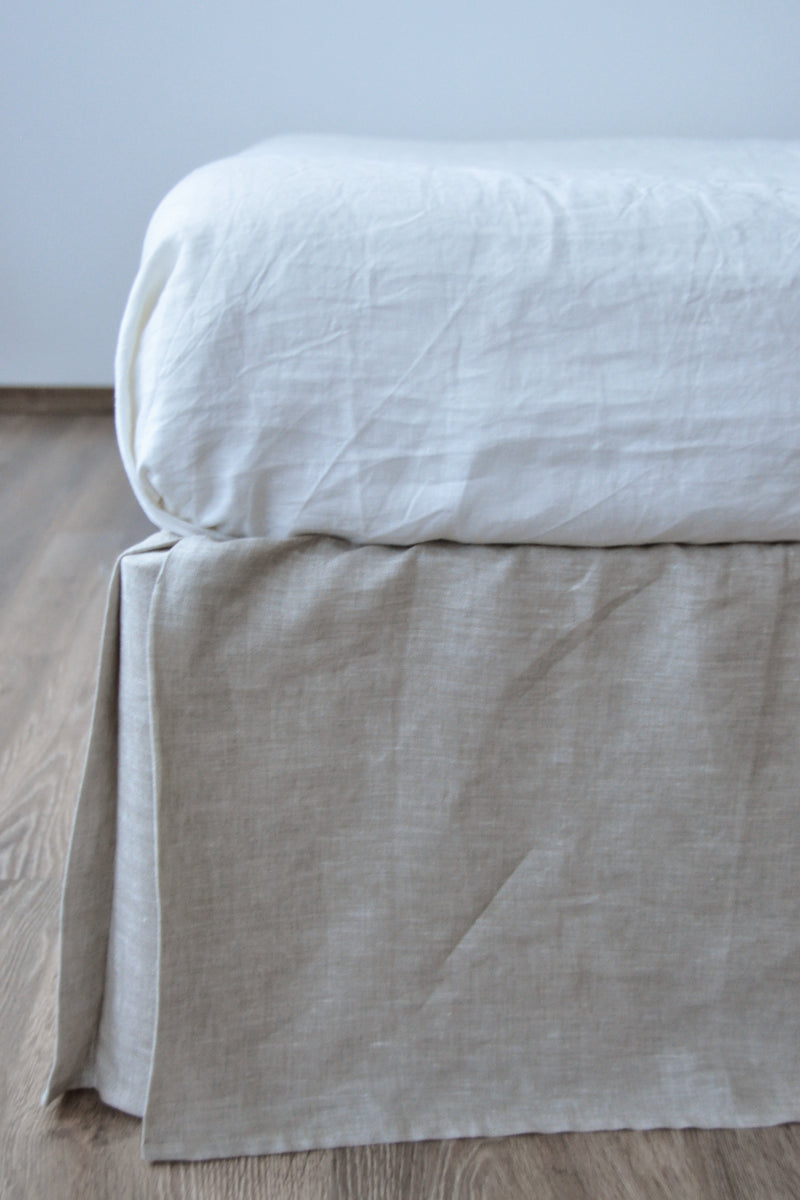 Undyed linen tailored bed skirt