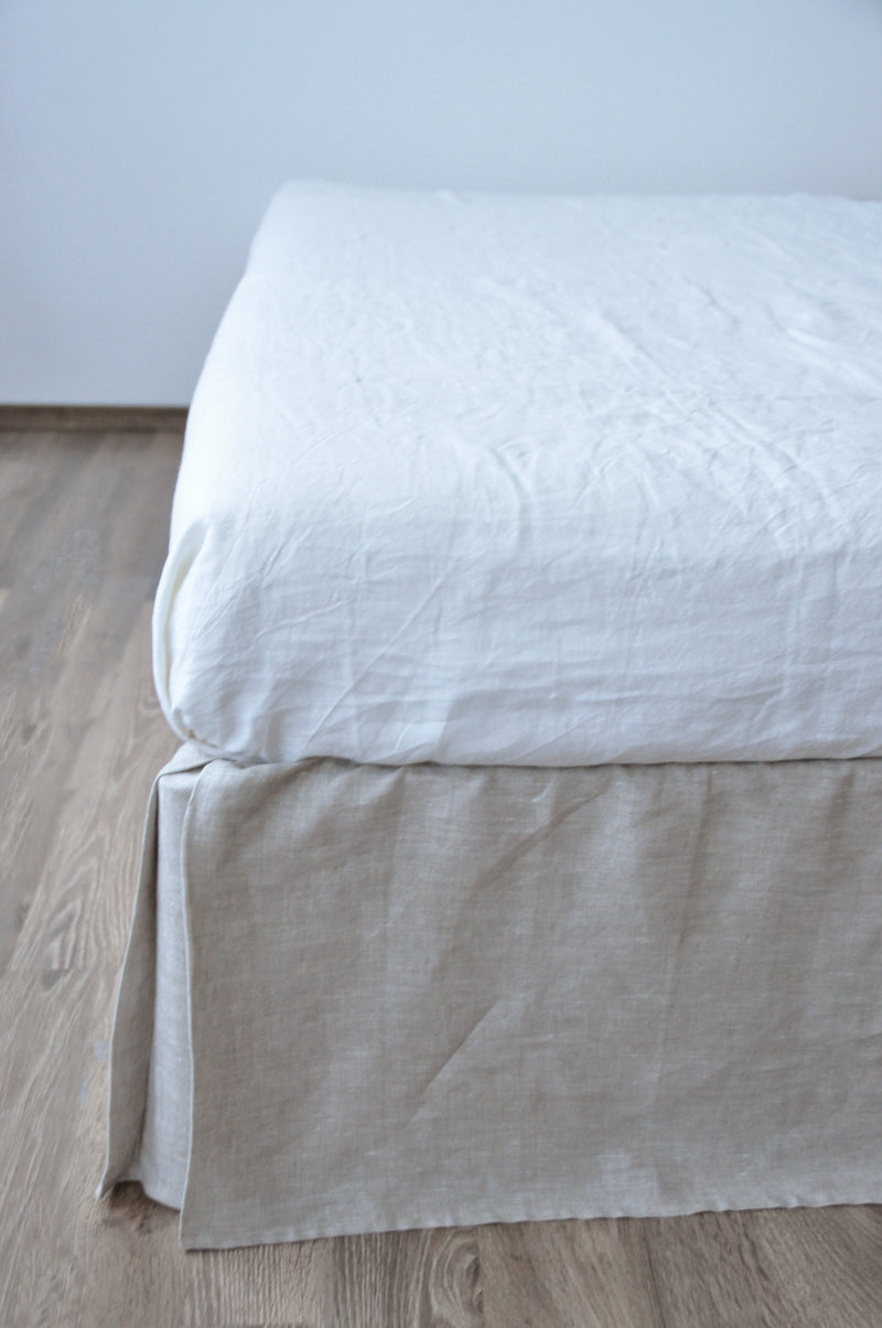 Undyed linen tailored bed skirt